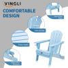 imageVINGLI Plastic Adirondack Chairs Set of 4 Folding with Cup Holder Waterproof HDPE Material Comfortable 380lb Weight Capacity for Outdoor Pool Patio Lounge Chair Lawn Furniture Firepit BlueBlue