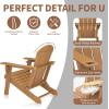 imageVINGLI Plastic Adirondack Chairs Set of 4 Folding with Cup Holder Waterproof HDPE Material Comfortable 380lb Weight Capacity for Outdoor Pool Patio Lounge Chair Lawn Furniture Firepit BlueTeak