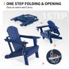 imageVINGLI Plastic Adirondack Chairs Set of 4 Folding with Cup Holder Waterproof HDPE Material Comfortable 380lb Weight Capacity for Outdoor Pool Patio Lounge Chair Lawn Furniture Firepit BlueNavy Blue