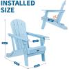 imageVINGLI Plastic Adirondack Chairs Set of 4 Folding with Cup Holder Waterproof HDPE Material Comfortable 380lb Weight Capacity for Outdoor Pool Patio Lounge Chair Lawn Furniture Firepit BlueBlue