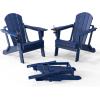 imageVINGLI Plastic Adirondack Chairs Set of 4 Folding with Cup Holder Waterproof HDPE Material Comfortable 380lb Weight Capacity for Outdoor Pool Patio Lounge Chair Lawn Furniture Firepit BlueNavy Blue