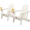 imageVINGLI Plastic Adirondack Chairs Set of 4 Folding with Cup Holder Waterproof HDPE Material Comfortable 380lb Weight Capacity for Outdoor Pool Patio Lounge Chair Lawn Furniture Firepit BlueWhite