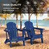 imageVINGLI Plastic Adirondack Chairs Set of 4 Folding with Cup Holder Waterproof HDPE Material Comfortable 380lb Weight Capacity for Outdoor Pool Patio Lounge Chair Lawn Furniture Firepit BlueNavy Blue