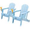 imageVINGLI Plastic Adirondack Chairs Set of 4 Folding with Cup Holder Waterproof HDPE Material Comfortable 380lb Weight Capacity for Outdoor Pool Patio Lounge Chair Lawn Furniture Firepit BlueBlue