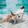 imageVINGLI Plastic Adirondack Chairs Set of 4 Folding with Cup Holder Waterproof HDPE Material Comfortable 380lb Weight Capacity for Outdoor Pool Patio Lounge Chair Lawn Furniture Firepit BlueWhite