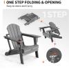 imageVINGLI Plastic Adirondack Chairs Set of 4 Folding with Cup Holder Waterproof HDPE Material Comfortable 380lb Weight Capacity for Outdoor Pool Patio Lounge Chair Lawn Furniture Firepit BlueGrey