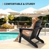 imageVINGLI Plastic Adirondack Chairs Set of 4 Folding with Cup Holder Waterproof HDPE Material Comfortable 380lb Weight Capacity for Outdoor Pool Patio Lounge Chair Lawn Furniture Firepit BlueBlack