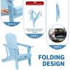 imageVINGLI Plastic Adirondack Chairs Set of 4 Folding with Cup Holder Waterproof HDPE Material Comfortable 380lb Weight Capacity for Outdoor Pool Patio Lounge Chair Lawn Furniture Firepit BlueBlue