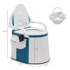 imageVINGLI Portable Toilet  Back ampamp Handrail Design Commode with 5 Gallon Bucket Inner Camping RV Toilet for Adult Kids Home Boat Van Travel Plastic Blue ampamp white