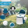 imageVINGLI Portable Toilet  Back ampamp Handrail Design Commode with 5 Gallon Bucket Inner Camping RV Toilet for Adult Kids Home Boat Van Travel Plastic Blue ampamp white