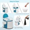 imageVINGLI Portable Toilet  Back ampamp Handrail Design Commode with 5 Gallon Bucket Inner Camping RV Toilet for Adult Kids Home Boat Van Travel Plastic Blue ampamp white