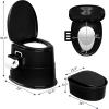 imageVINGLI Portable Toilet  Indoor Outdoor Commode wDetachable Inner Bucket ampamp Removable Paper Holder Lightweight ampamp Compact for Camping Boat Van Emergency Use GreyBlack
