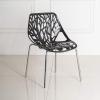 imageVINGLI Set of 6 Modern Dining Chairs Set Black Stackable Side Chairs Modern Birch Sapling Accent ChairsEasy AssemblyBlack