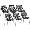 imageVINGLI Set of 6 Modern Dining Chairs Set Black Stackable Side Chairs Modern Birch Sapling Accent ChairsEasy AssemblyBlack