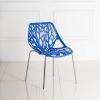 imageVINGLI Set of 6 Modern Dining Chairs Set Black Stackable Side Chairs Modern Birch Sapling Accent ChairsEasy AssemblyBlue
