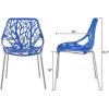 imageVINGLI Set of 6 Modern Dining Chairs Set Black Stackable Side Chairs Modern Birch Sapling Accent ChairsEasy AssemblyBlue