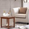 imageVINGLI Solid Wooden Side Table Outdoor Natural Finished Thick Wood Outdoor Patio Sofa End Table Stable Conversation End Table for Living Room Bedroom Patio Balcony Backyard and Poolside