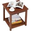 imageVINGLI Solid Wooden Side Table Outdoor Natural Finished Thick Wood Outdoor Patio Sofa End Table Stable Conversation End Table for Living Room Bedroom Patio Balcony Backyard and Poolside