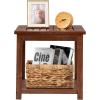 imageVINGLI Solid Wooden Side Table Outdoor Natural Finished Thick Wood Outdoor Patio Sofa End Table Stable Conversation End Table for Living Room Bedroom Patio Balcony Backyard and Poolside