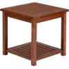 imageVINGLI Solid Wooden Side Table Outdoor Natural Finished Thick Wood Outdoor Patio Sofa End Table Stable Conversation End Table for Living Room Bedroom Patio Balcony Backyard and Poolside