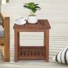 imageVINGLI Solid Wooden Side Table Outdoor Natural Finished Thick Wood Outdoor Patio Sofa End Table Stable Conversation End Table for Living Room Bedroom Patio Balcony Backyard and Poolside
