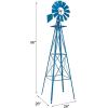 imageVINGLI Upgrade 8FT Ornamental Windmill Backyard Garden Decoration Weather Vane Heavy Duty Metal Wind Mill w 4 Legs Design Blue