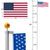 imageVINGLI Upgraded 20FT Sectional Aluminum Flagpole Thick Tube Halyard Flag PoleKit Free 2733mph 3x5 USA American Flag Golden Ball Top Halyard Rope PVC SleeveOutdoor Residential Garden Gazebo2pcs20FT