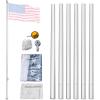 imageVINGLI Upgraded 25FT Sectional Aluminum Flagpole Thick Tube Halyard Flag PoleKit Free 2733mph with 3x5 polyester USA American Flag Golden Ball Top Halyard Rope PVC Sleeve25FT