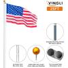 imageVINGLI Upgraded 25FT Sectional Aluminum Flagpole Thick Tube Halyard Flag PoleKit Free 2733mph with 3x5 polyester USA American Flag Golden Ball Top Halyard Rope PVC Sleeve25FT