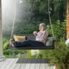 imageVINGLI Upgraded Patio Wooden Porch Swing for Courtyard ampamp Garden Heavy Duty 880 LBS Swing Chair Bench with Hanging Chains for Outdoors Black 4 FTBlack