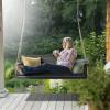 imageVINGLI Upgraded Patio Wooden Porch Swing for Courtyard ampamp Garden Heavy Duty 880 LBS Swing Chair Bench with Hanging Chains for Outdoors Black 4 FTBlack