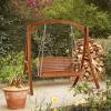 imageVINGLI Upgraded Patio Wooden Porch Swing for Courtyard ampamp Garden Heavy Duty 880 LBS Swing Chair Bench with Hanging Chains for Outdoors Black 4 FTBrown