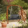 imageVINGLI Upgraded Patio Wooden Porch Swing for Courtyard ampamp Garden Heavy Duty 880 LBS Swing Chair Bench with Hanging Chains for Outdoors Black 4 FTBlack