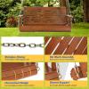 imageVINGLI Upgraded Patio Wooden Porch Swing for Courtyard ampamp Garden Heavy Duty 880 LBS Swing Chair Bench with Hanging Chains for Outdoors Black 4 FTBrown