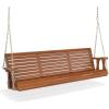 imageVINGLI Upgraded Patio Wooden Porch Swing for Courtyard ampamp Garden Heavy Duty 880 LBS Swing Chair Bench with Hanging Chains for Outdoors Black 4 FTBrown