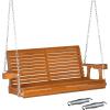 imageVINGLI Upgraded Patio Wooden Porch Swing for Courtyard ampamp Garden Heavy Duty 880 LBS Swing Chair Bench with Hanging Chains for Outdoors Black 4 FTBrown