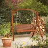 imageVINGLI Upgraded Patio Wooden Porch Swing for Courtyard ampamp Garden Heavy Duty 880 LBS Swing Chair Bench with Hanging Chains for Outdoors Black 4 FTBrown