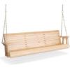 imageVINGLI Upgraded Patio Wooden Porch Swing for Courtyard ampamp Garden Heavy Duty 880 LBS Swing Chair Bench with Hanging Chains for Outdoors Black 4 FTNatural