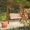 imageVINGLI Upgraded Patio Wooden Porch Swing for Courtyard ampamp Garden Heavy Duty 880 LBS Swing Chair Bench with Hanging Chains for Outdoors Black 4 FTNatural