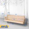 imageVINGLI Upgraded Patio Wooden Porch Swing for Courtyard ampamp Garden Heavy Duty 880 LBS Swing Chair Bench with Hanging Chains for Outdoors Black 4 FTNatural