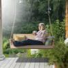 imageVINGLI Upgraded Patio Wooden Porch Swing for Courtyard ampamp Garden Heavy Duty 880 LBS Swing Chair Bench with Hanging Chains for Outdoors Black 4 FTNatural