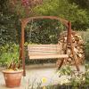 imageVINGLI Upgraded Patio Wooden Porch Swing for Courtyard ampamp Garden Heavy Duty 880 LBS Swing Chair Bench with Hanging Chains for Outdoors Black 4 FTNatural