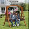 imageVINGLI Upgraded Patio Wooden Porch Swing for Courtyard ampamp Garden Heavy Duty 880 LBS Swing Chair Bench with Hanging Chains for Outdoors Black 4 FTRustic