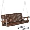 imageVINGLI Upgraded Patio Wooden Porch Swing for Courtyard ampamp Garden Heavy Duty 880 LBS Swing Chair Bench with Hanging Chains for Outdoors Black 4 FTRustic