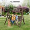 imageVINGLI Upgraded Patio Wooden Porch Swing for Courtyard ampamp Garden Heavy Duty 880 LBS Swing Chair Bench with Hanging Chains for Outdoors Black 4 FTRustic
