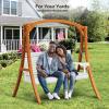 imageVINGLI Upgraded Patio Wooden Porch Swing for Courtyard ampamp Garden Heavy Duty 880 LBS Swing Chair Bench with Hanging Chains for Outdoors Black 4 FTWhite
