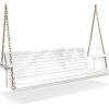 imageVINGLI Upgraded Patio Wooden Porch Swing for Courtyard ampamp Garden Heavy Duty 880 LBS Swing Chair Bench with Hanging Chains for Outdoors Black 4 FTWhite