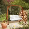 imageVINGLI Upgraded Patio Wooden Porch Swing for Courtyard ampamp Garden Heavy Duty 880 LBS Swing Chair Bench with Hanging Chains for Outdoors Black 4 FTWhite