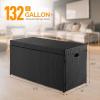 imageVINGLI Upgraded Version 132 Gallon Outdoor Storage Box Patio Rattan Deck Box Wicker Storage Bench for Indoor Outdoor Pool Balcony Yard Garden BlackBlack