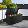 imageVINGLI Upgraded Version 132 Gallon Outdoor Storage Box Patio Rattan Deck Box Wicker Storage Bench for Indoor Outdoor Pool Balcony Yard Garden BlackBlack